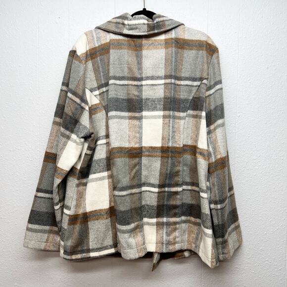 Attention Plaid Fleece Double Breasted Pea Coat Womens 2X Outdoors Wool Blend - Picture 7 of 11